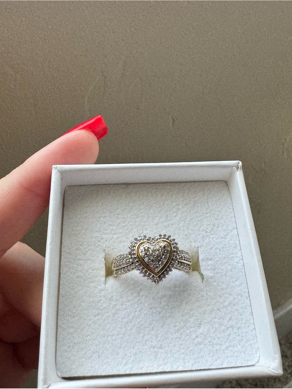jcpenney Two-Tone Heart Ring in Gold and Silver with Pavé Stones